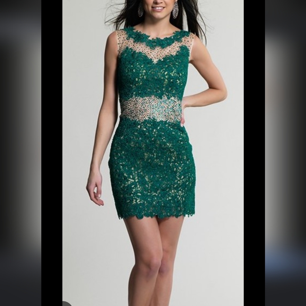 Dave & Johnny Teal Lace Mini Dress